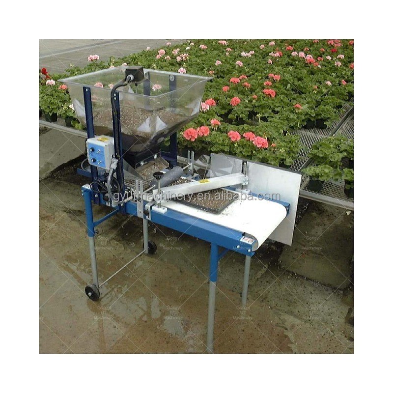 Microgreen Tray Seeding Made Easy with Seedling Planter Machine and Grow Media Top Filling